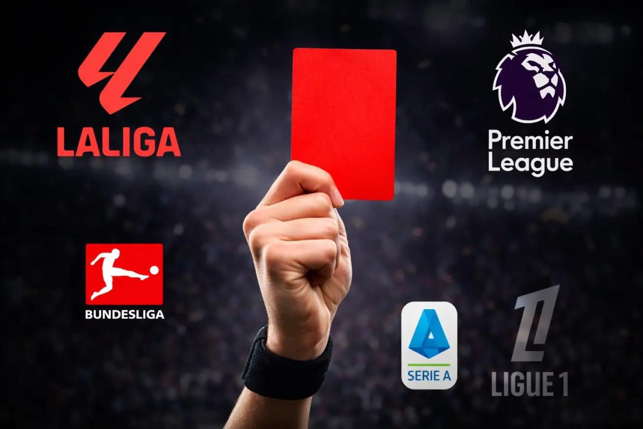 马卡：西甲65张红牌领跑欧洲五大联赛，本赛季或破百张